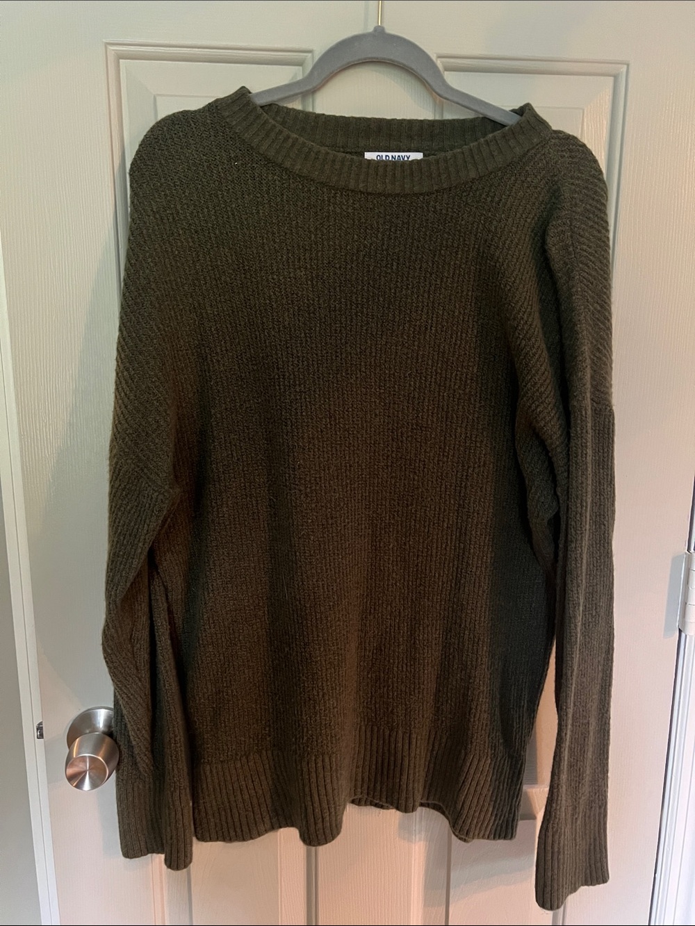 Old Navy Dark Olive Green Ribbed Crewneck Sweater